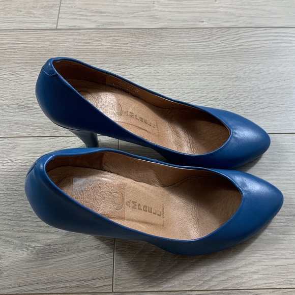 Jeffrey Campbell Blue Leather Semi Pointed Heels - Picture 3 of 11